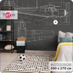 Фотообои на стену флизелиновые 3d Bartonwall Детские Самолет Чертеж 500х270 см K27305