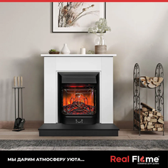Электрокамин RealFlame NORD R STD WTM-F511/BLM-F918 с очагом Majestic Lux Black RC