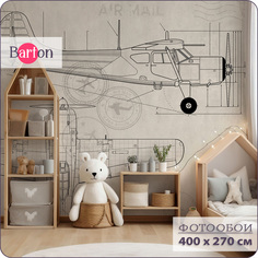 Фотообои на стену флизелиновые 3d Bartonwall Детские Самолет Чертеж 400х270 см K27304-B
