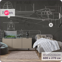 Фотообои на стену флизелиновые 3d Bartonwall Детские Самолет Чертеж 600х270 см K27306