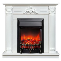 Электрокамин RealFlame Stefania WT с очагом Fobos Lux Black, белое золото