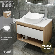 Тумба подвесная с раковиной для ванной 75 Kati 43 F03387 Teymi