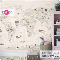 Фотообои флизелиновые 3d Bartonwall детские Карта мира 500х270 см K18505-B