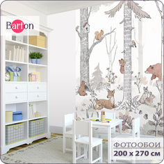 Фотообои флизелиновые 3d Bartonwall детские Сказочный лес Животные 200х270 см K21902-W