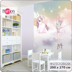 Фотообои флизелиновые 3d Bartonwall детские Балерина и Единорог 200х270 см K19002