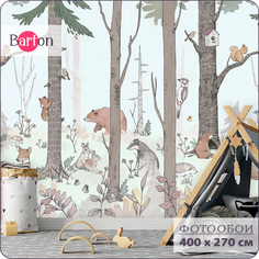 Фотообои флизелиновые 3d Bartonwall детские Сказочный лес Животные 400х270 см K21904-Z