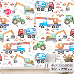 Фотообои флизелиновые 3d Bartonwall детские Машина Трактор 300х270 см K26803