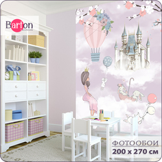 Фотообои флизелиновые 3d Bartonwall детские Принцесса Зайчик Замок 200х270 см K19902