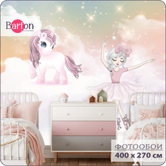 Фотообои флизелиновые 3d Bartonwall детские Балерина и Единорог 400х270 см K19004