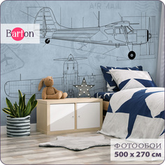 Фотообои на стену флизелиновые 3d Bartonwall Детские Самолет Чертеж 500х270 см K27305-C