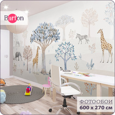 Фотообои флизелиновые 3d Bartonwall детские Животные Лес 600х270 см K29706