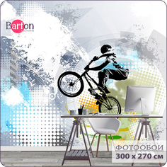 Фотообои флизелиновые 3d Bartonwall для подростков Граффити Велосипед 300х270 см K11803
