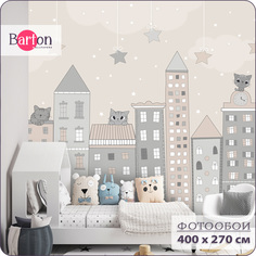 Фотообои флизелиновые 3d Bartonwall детские Домики Котенок 400х270 см K24304-B