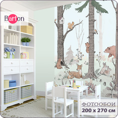 Фотообои флизелиновые 3d Bartonwall детские Сказочный лес Животные 200х270 см K21902-Z
