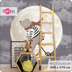 Фотообои флизелиновые 3d Bartonwall детские Луна Медведь Цирк 300х270 см K27403