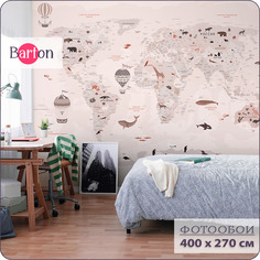 Фотообои флизелиновые 3d Bartonwall детские Карта мира 400х270 см K18504-P