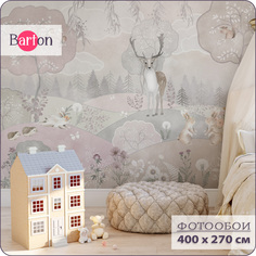 Фотообои флизелиновые 3d Bartonwall детские Сказочный лес Животные 400х270 см K30504