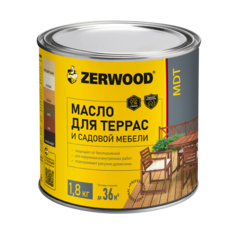 Масло для террас ZERWOOD MDT, белый, 1,8 кг