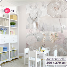 Фотообои флизелиновые 3d Bartonwall детские Сказочный лес Животные 200х270 см K30502