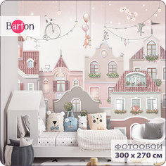 Фотообои флизелиновые 3d Bartonwall детские Домики Животные 300х270 см K30403-P