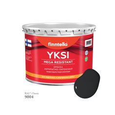 Краска-консилер с эффектом бархата YKSI, ультраматовая, цвет RAL9004 , 2,7л Finntella