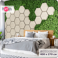 Фотообои флизелиновые 3d Bartonwall Соты Листья Трава 400х270 см M09504-W