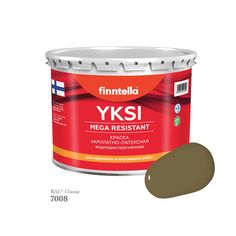 Краска-консилер с эффектом бархата YKSI, ультраматовая, цвет RAL7008 , 2,7л Finntella
