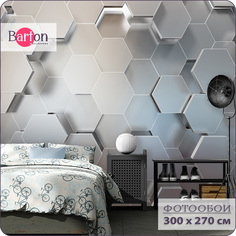 Фотообои флизелиновые 3d Bartonwall Геометрия Абстракция Соты 300х270 см M06503-G
