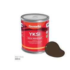 Краска-консилер с эффектом бархата YKSI, ультраматовая, цвет RAL8014 , 0,9л Finntella