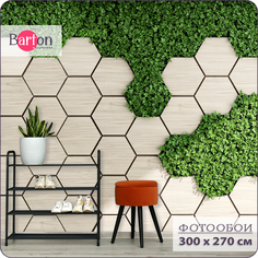 Фотообои флизелиновые 3d Bartonwall Соты Листья Трава 300х270 см M09503-W