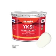 Краска-консилер с эффектом бархата YKSI, ультраматовая, цвет RAL9010 , 2,7л Finntella