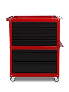 Тележка для инструментов на колесах Hard Steel с 6 ящиками, 70*45*82 см, красная