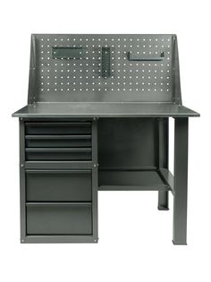 Верстак (стол) слесарный Hard Steel с тумбой на 5 ящиков, серый, 118х70х87 нагрузка 120 кг