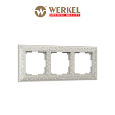 Рамка для розетки / выключателя на 3 поста Werkel WL07-Frame-03 Antik жемчужный металл