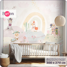 Фотообои на стену флизелиновые 3d Bartonwall Животные Лама Радуга 300х270 см K31503