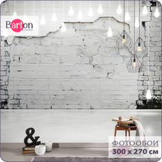 Фотообои флизелиновые 3d Bartonwall Кирпич Лампочки 300х270 см M21103