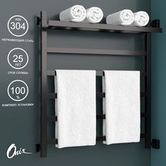 Водяной полотенцесушитель Onix Moon Plus Right Black 700x800 полка правое черный полный