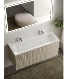 Тумба с керамической раковиной Sancos Snob R 120 Beige Soft с 2 отверстиями