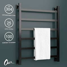 Водяной полотенцесушитель Onix Moon Black 600x800 с нижним подключ. черный полный комплект