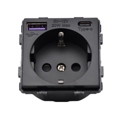 Розетка Izba Tech 00119-7 с USB и Type-C, модуль для рамки на 20W евростандарта