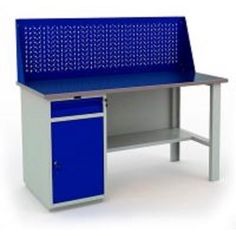Верстак слесарный стол металлический с экраном и тумбой Промет WT160.WD2/F1.01
