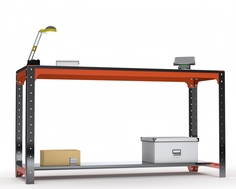Стол металлический Metalex серия KIT 750х1200х500 (одна полка) (оранжево-черный)