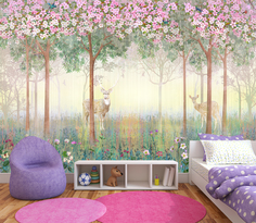Фотообои ARTDELUXE KIDS Сказочный лес с животными флизелиновые 400х270см