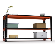 Стол металлический Metalex серия KIT 750х1300х400 (две полки) (оранжево-черный)