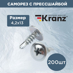 Саморез KRANZ с прессшайбой ПШС сверло 4.2х13, короб (200 шт/уп) KR-01-3362-001