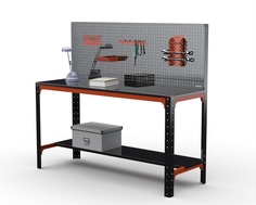 Стол металлический Metalex серия KIT 750х1200х400 + перфопанель с комплектом аксессуаров)