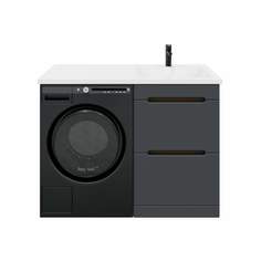 Тумба напольная SanStar Darko 50 с раковиной Даллас 110 правый для ванной Дуб вотан,графит