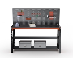 Стол металлический Metalex серия KIT 750х1500х600 + две полки + перфопанель с комплектом а