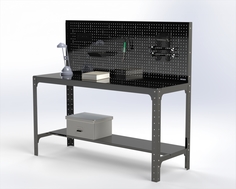 Стол металлический Metalex серия KIT 750х1300х400 + перфопанель (черный)