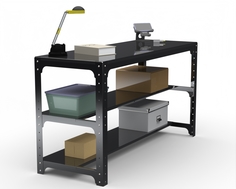 Стол металлический Metalex серия KIT 750х1500х400 (две полки) (черный)